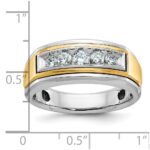 14k Two-tone IBGoodman Men's Polished 5-Stone Ring Mounting - Image 3