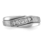 IBGoodman 14k White Gold with Black Rhodium 1/4 carat Lab Grown Diamond VS/SI+ G+ Complete Polished Satin and Grooved Men's Ring - Image 4