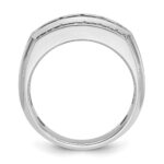 IBGoodman 14k White Gold Men's Polished and Satin 3-Row 1 1/4 Carat AA Quality Diamond Ring - Image 2