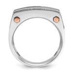 IBGoodman 14k Two Tone Rose and White Gold with Black Rhodium 1 carat Lab Grown Diamond VS/SI+ G+ Five Stone Complete Polished Satin and Grooved Men's Ring - Image 2
