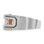 IBGoodman 14k White and Rose Gold Men's Polished Satin and Grooved 5-Stone Ring Mounting - Image 5