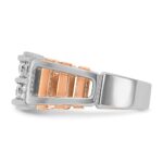 IBGoodman 14k White and Rose Gold Men's Polished and Cut-Out 2-Row 1 Carat AA Quality Diamond Ring - Image 5