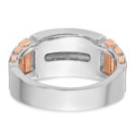 IBGoodman 14k White and Rose Gold Men's Polished and Cut-Out 2-Row 1 Carat AA Quality Diamond Ring - Image 7