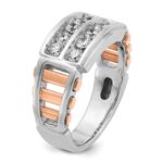 IBGoodman 14k White and Rose Gold Men's Polished and Cut-Out 2-Row 1 Carat AA Quality Diamond Ring - Image 8