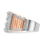 IBGoodman 14k Two Tone Rose and White Gold 1 5/8 carat Lab Grown Diamond VS/SI+ G+ Complete Three-Row Cut-Out Men's Ring - Image 3