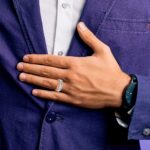 IBGoodman 14k White and Rose Gold Men's Polished and Textured 5-Stone Ring Mounting - Image 4