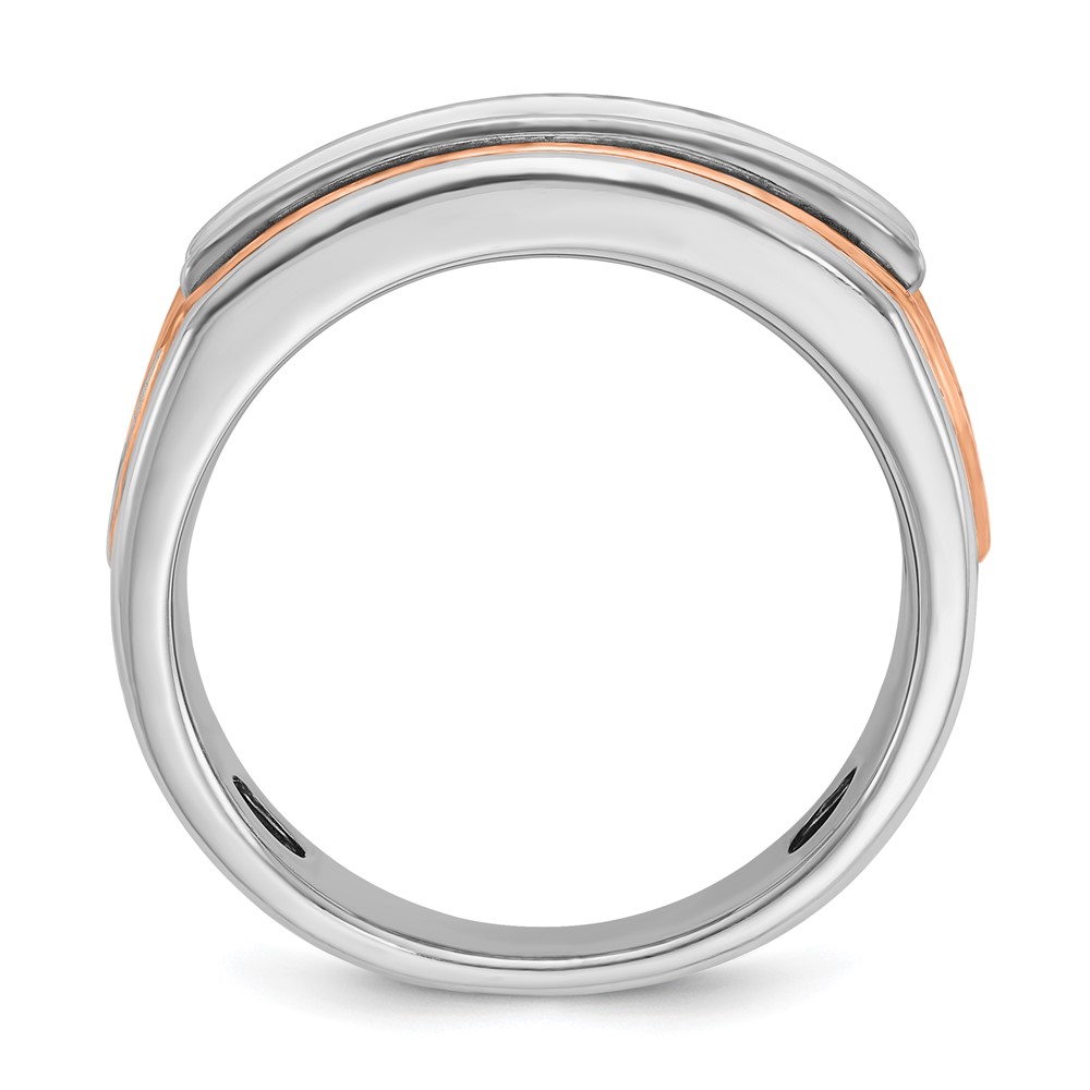 B64077-4WRAA-2-1.jpg IBGoodman 14k Rose and White Gold Men's Polished Cut-Out 5-Stone 1 Carat AA Quality Diamond Ring - Image 1