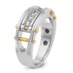 IBGoodman 14k Two-tone Men's Polished Grooved and Cut-Out 5-Stone Ring Mounting - Image 6