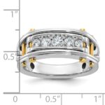IBGoodman 14k Two-tone Men's Polished Grooved and Cut-Out 5-Stone Ring Mounting - Image 2