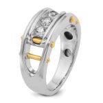 IBGoodman 14k Two-tone Men's Polished Grooved and Cut-Out 3-Stone 1/2 Carat AA Quality Diamond Ring - Image 8