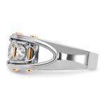 14k Two-tone IBGoodman Men's Polished 3-Stone Ring Mounting - Image 3