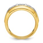 IBGoodman 14k Two-tone Men's Polished and Grooved 3-Stone 3/4 Carat AA Quality Diamond Ring - Image 2