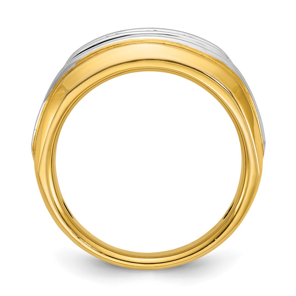 B64094-4YWAA-2-1.jpg IBGoodman 14k Two-tone Men's Polished and Grooved 5-Stone 1 Carat AA Quality Diamond Ring - Image 1