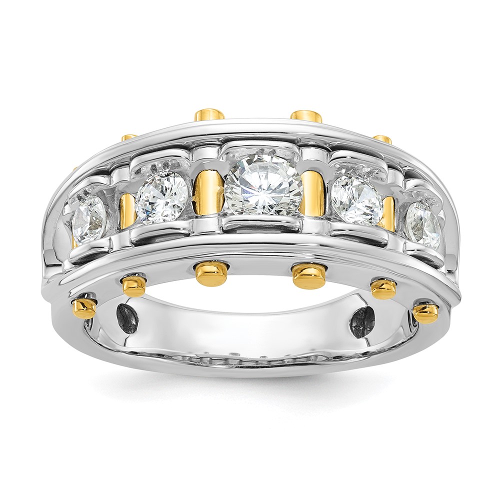 B64098-4WYAA-1.jpg IBGoodman 14k Two-tone Men's Polished and Cut-Out 5-Stone 1 Carat AA Quality Diamond Ring - Image 1