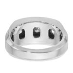14k White Gold IBGoodman Men's Polished & Satin 3-Row Ring Mounting - Image 7