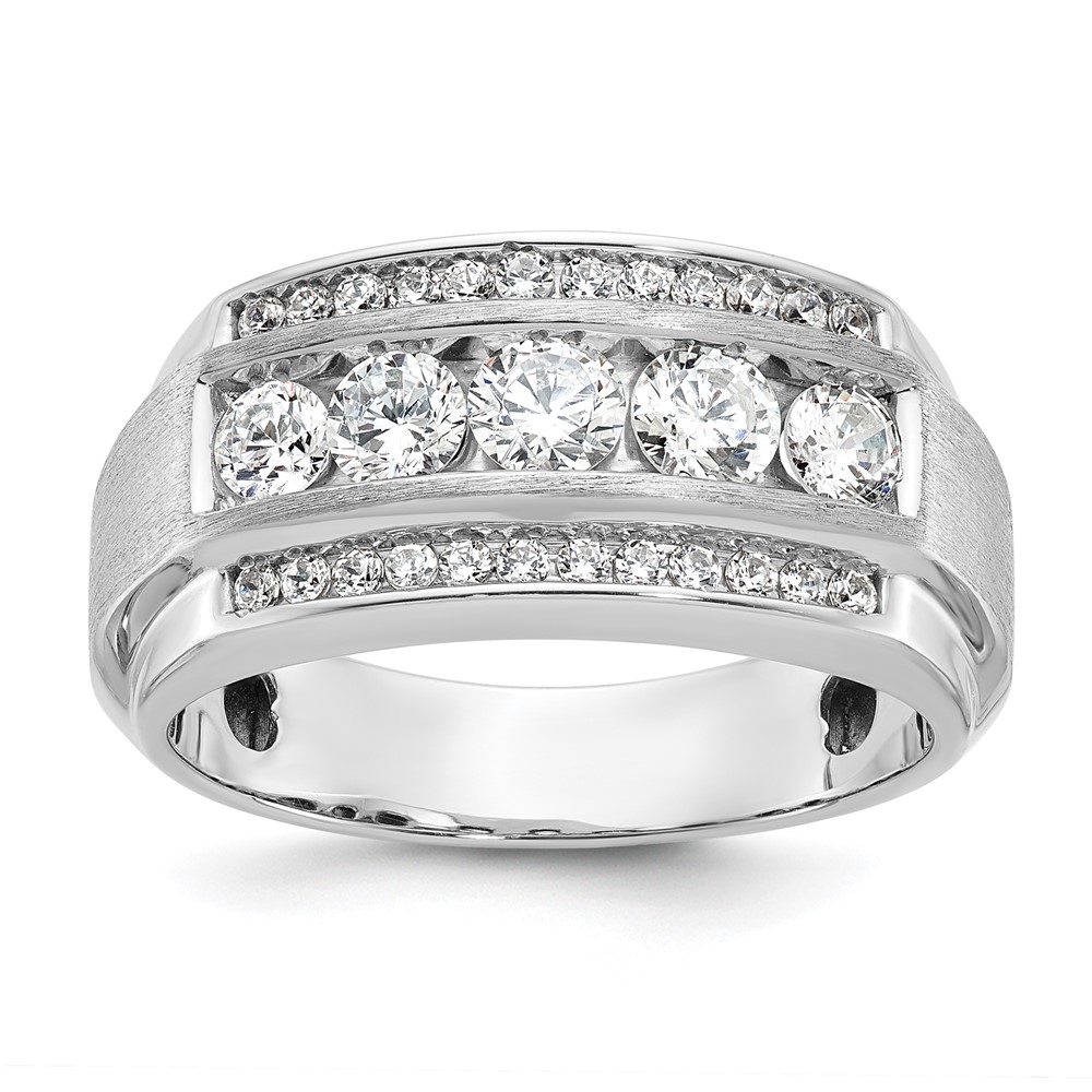 B64099-4WAA.jpg 14k White Gold IBGoodman Men's Polished & Satin 3-Row Ring Mounting - Image 1