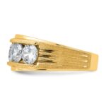 True Origin IBGoodman 14k 3 1/2 carat Lab Grown Diamond VS+ F+ Five Stone Complete Polished Brushed and Grooved Men's Ring - Image 4