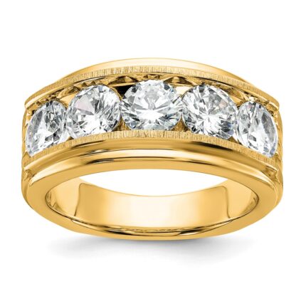 IBGoodman 14k Five Stone Polished Brushed and Grooved Men's Ring Mounting