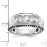 IBGoodman 14k White Gold with Black Rhodium Men's Polished and Textured 5-Stone 1 Carat AA Quality Diamond Ring - Image 3