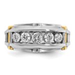 IBGoodman 14k Two-tone Men's Polished and Textured 5-Stone Ring Mounting - Image 6