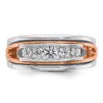 IBGoodman 14k Rose and White Gold Men's Polished Cut-Out 5-Stone Ring Mounting - Image 6