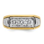 IBGoodman 14k Two-tone Men's Polished and Grooved 3-Stone Ring Mounting - Image 6