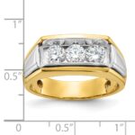 IBGoodman 14k Two-tone Men's Polished and Grooved 3-Stone 1 Carat AA Quality Diamond Ring - Image 3