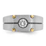 10k Two-tone IBGoodman Men's Polished and Satin Diamond Complete Ring - Image 6