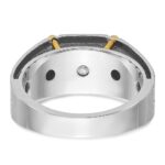 10k Two-tone IBGoodman Men's Polished and Satin Diamond Complete Ring - Image 7