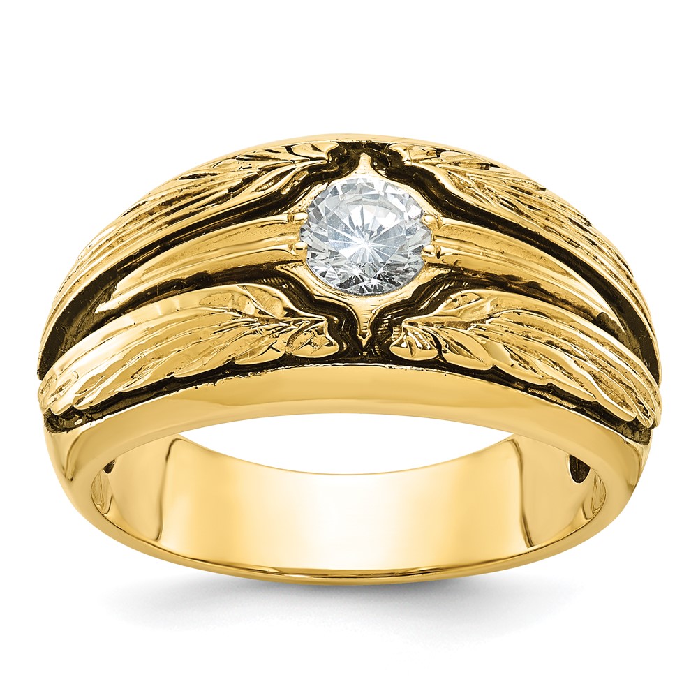 B64159-0YA.jpg IBGoodman 10k with Black Rhodium Men's Polished and Textured Solitaire 1/2 Carat A Quality Diamond Ring - Image 1