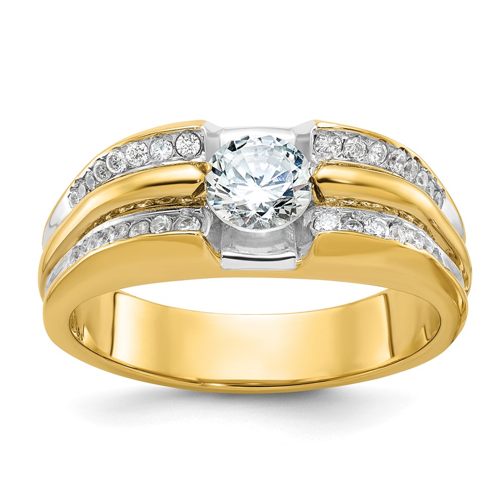 B64163-4YAA-1.jpg IBGoodman 14k Men's Polished 1/3 Carat AA Quality Diamond Semi-Mount Ring - Image 1