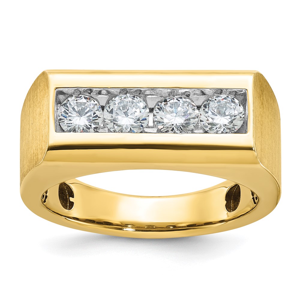 B64170-4YAA.jpg IBGoodman 14k Men's Polished and Satin 4-Stone 1 Carat AA Quality Diamond Ring - Image 1