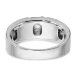 IBGoodman 14k White Gold Men's Polished and Grooved Black and White 1 Carat AA Quality Diamond Ring - Image 7