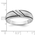 IBGoodman 14k White Gold with Black Rhodium Men's Polished and Satin 1/15 Carat AA Quality Diamond Ring - Image 3