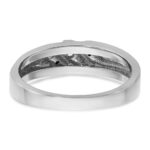 IBGoodman 14k White Gold with Black Rhodium Men's Polished Satin and Grooved 1/8 Carat AA Quality Black and White Diamond Ring - Image 7