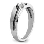 IBGoodman 14k White Gold with Black Rhodium Men's Polished Satin and Grooved 1/8 Carat AA Quality Black and White Diamond Ring - Image 8