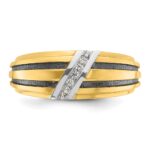 IBGoodman 10k with Black and White Rhodium Men's Polished Satin and Grooved 1/20 Carat A Quality Diamond Ring - Image 6