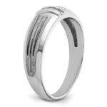 IBGoodman 14k White Gold with Black Rhodium 1/20 carat Lab Grown Diamond VS/SI+ G+ Complete Polished Satin and Grooved Five Stone Men's Ring - Image 6