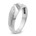 IBGoodman 14k White Gold Men's Polished Satin and Grooved 5-Stone Ring Mounting - Image 8