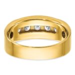 IBGoodman 14k with White Rhodium 1 carat Lab Grown Diamond VS/SI+ G+ Five Stone Complete Polished and Brushed Men's Ring - Image 5