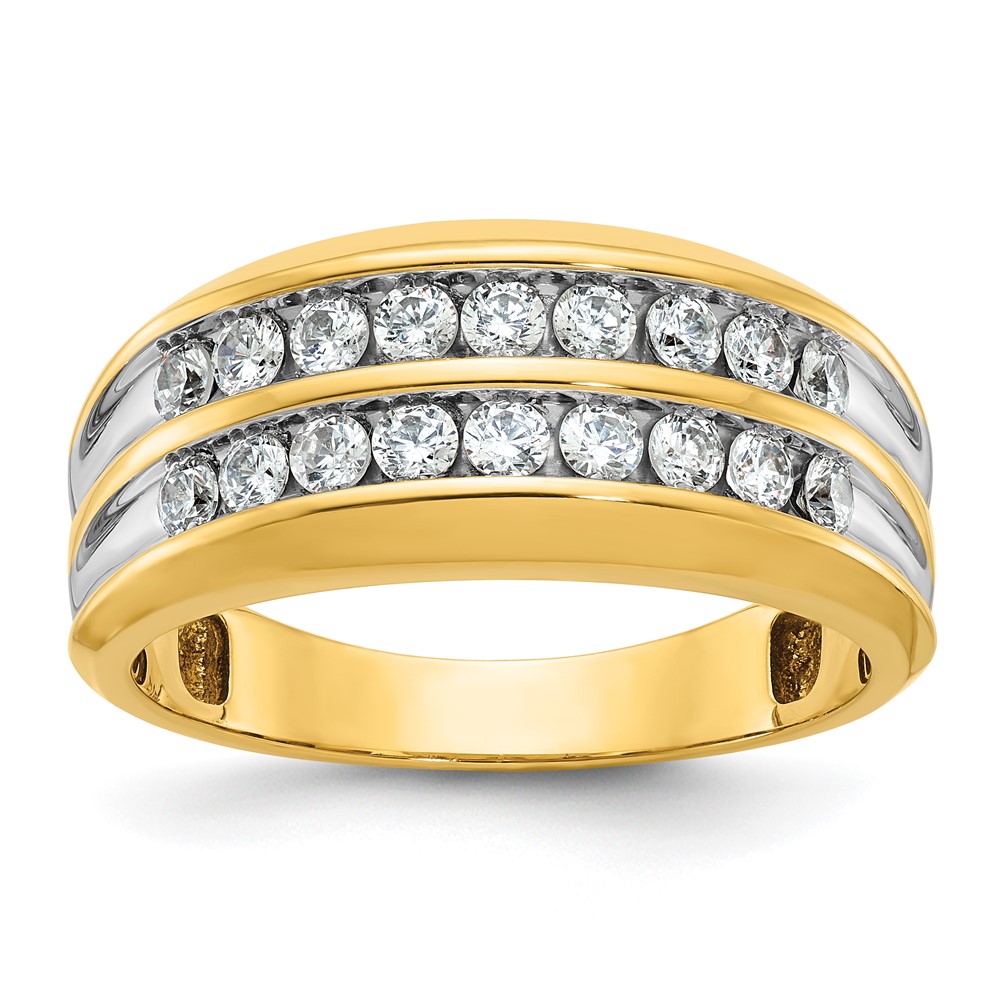 B64212-0YA.jpg IBGoodman 10k with White Rhodium Men's Polished Two-Row 3/4 Carat A Quality Diamond Ring - Image 1