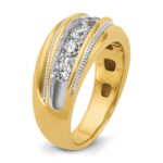 IBGoodman 14k with White Rhodium Men's Polished and Milgrain 1 Carat AA Quality Diamond Ring - Image 8