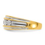 IBGoodman 14k with White Rhodium Men's Polished and Grooved 1 Carat AA Quality Diamond Ring - Image 5