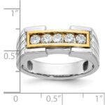 IBGoodman 14k Two-tone Men's Polished and Grooved 5-Stone Ring Mounting - Image 3