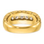 IBGoodman 14k Men's Polished and Nugget Texture 7-Stone 1 Carat AA Quality Diamond Ring - Image 7