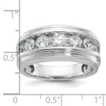 IBGoodman 10k White Gold Men's Polished and Grooved 2 Carat A Quality Diamond Ring - Image 3