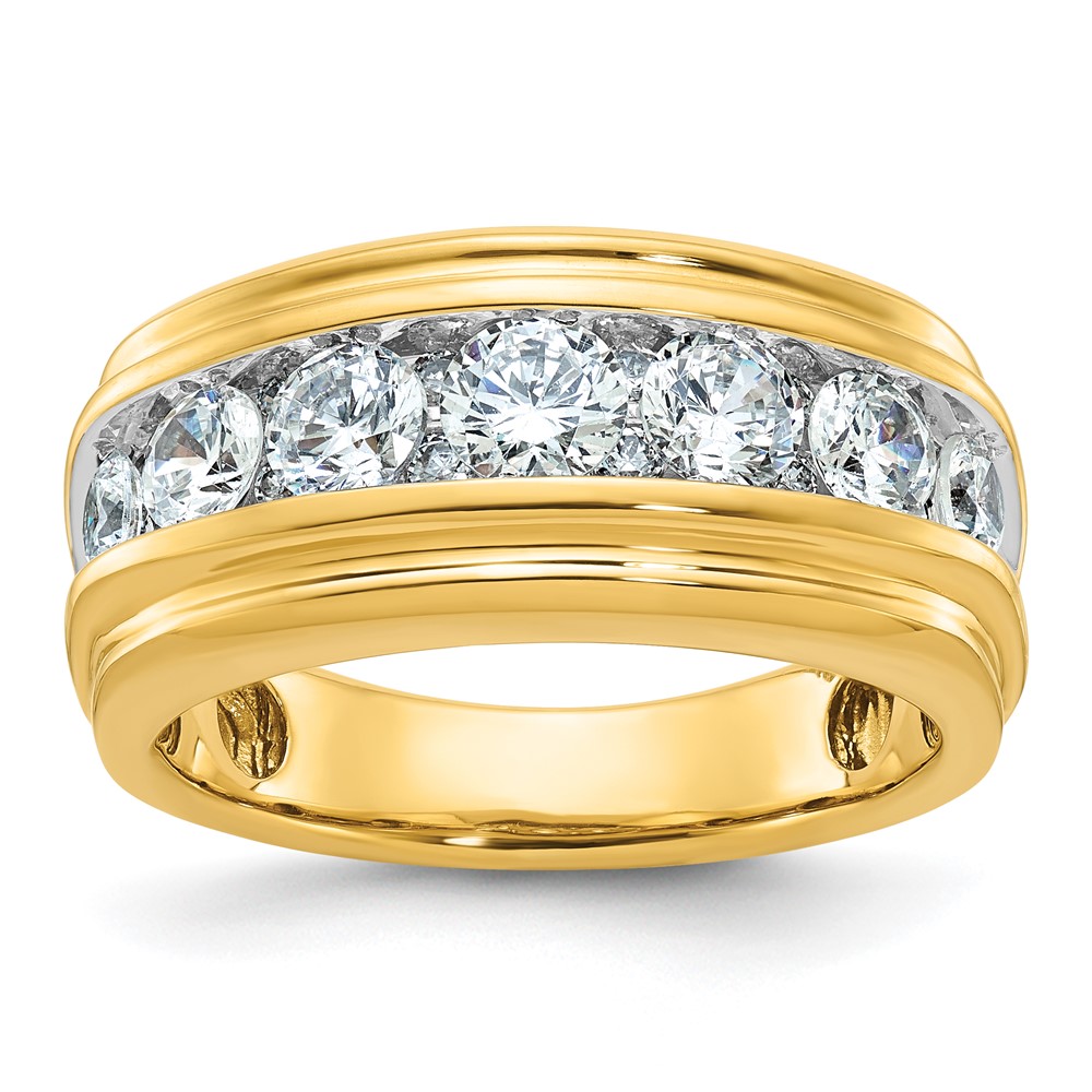 B64238-0YA-1.jpg IBGoodman 10k with White Rhodium Men's Polished and Grooved 2 Carat A Quality Diamond Ring - Image 1