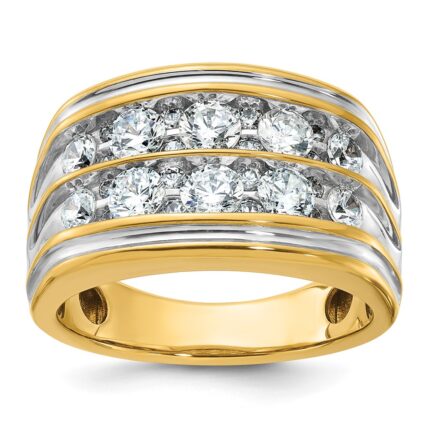 IBGoodman 14k with White Rhodium 2 carat Lab Grown Diamond VS/SI+ G+ Complete Two Row Men's Ring