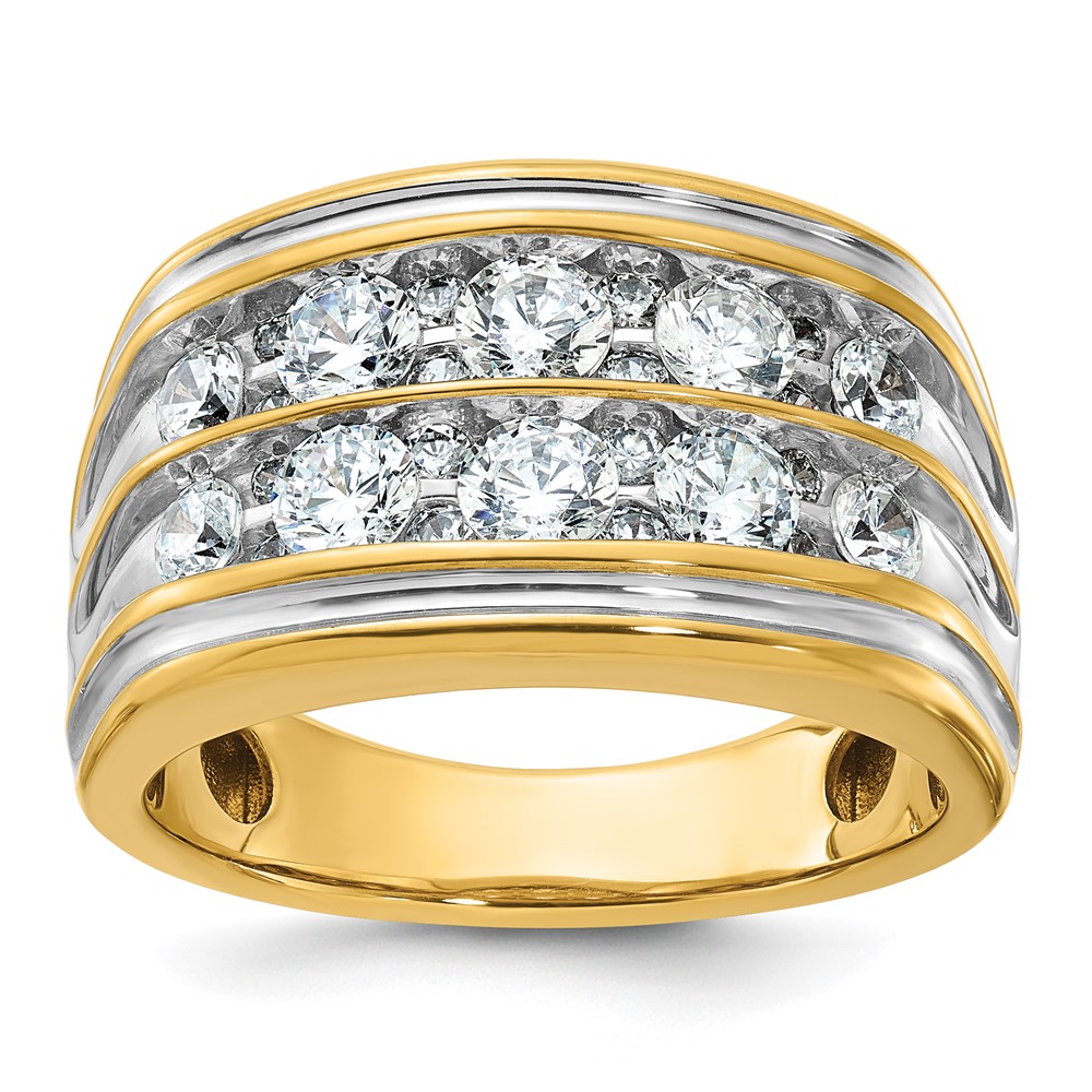 B64246-4YAA-6.jpg IBGoodman 14k with White Rhodium 2 carat Lab Grown Diamond VS/SI+ G+ Complete Two Row Men's Ring - Image 1