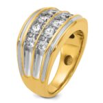 IBGoodman 14k with White Rhodium 2 carat Lab Grown Diamond VS/SI+ G+ Complete Two Row Men's Ring - Image 6